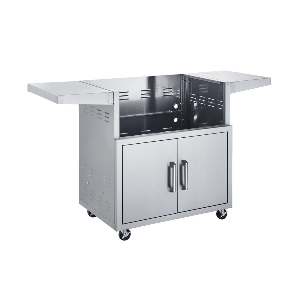 Broilmaster 34" Stainless Steel Cart with 2 Doors and 2 Fold-Down Side Shelves