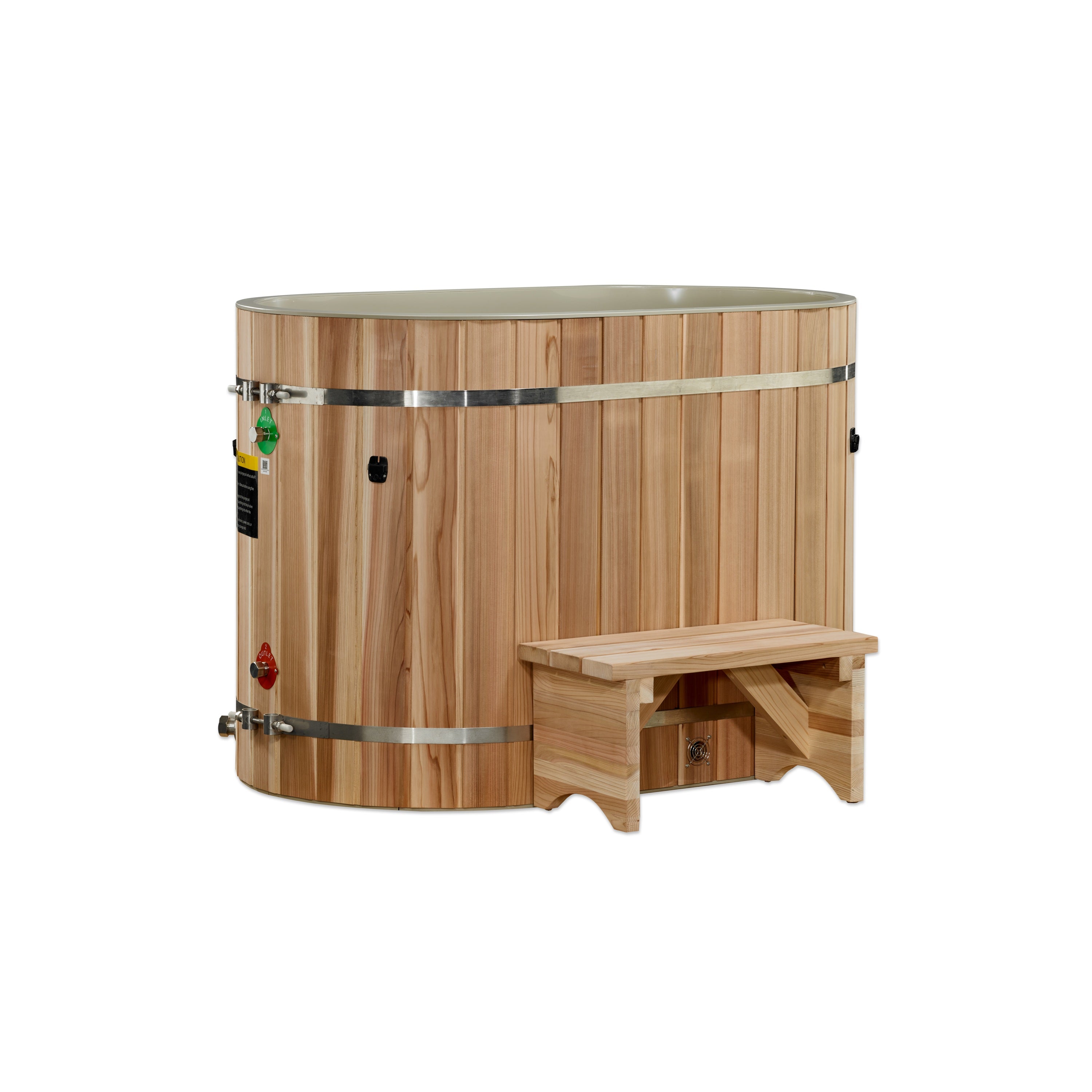 Dynamic DCT Oval Barrel Tub Cold Plunge (50-P) Pacific Cedar - 3/4 IN-OUT without Motor Model: DCT-BO-50-PLPC-34