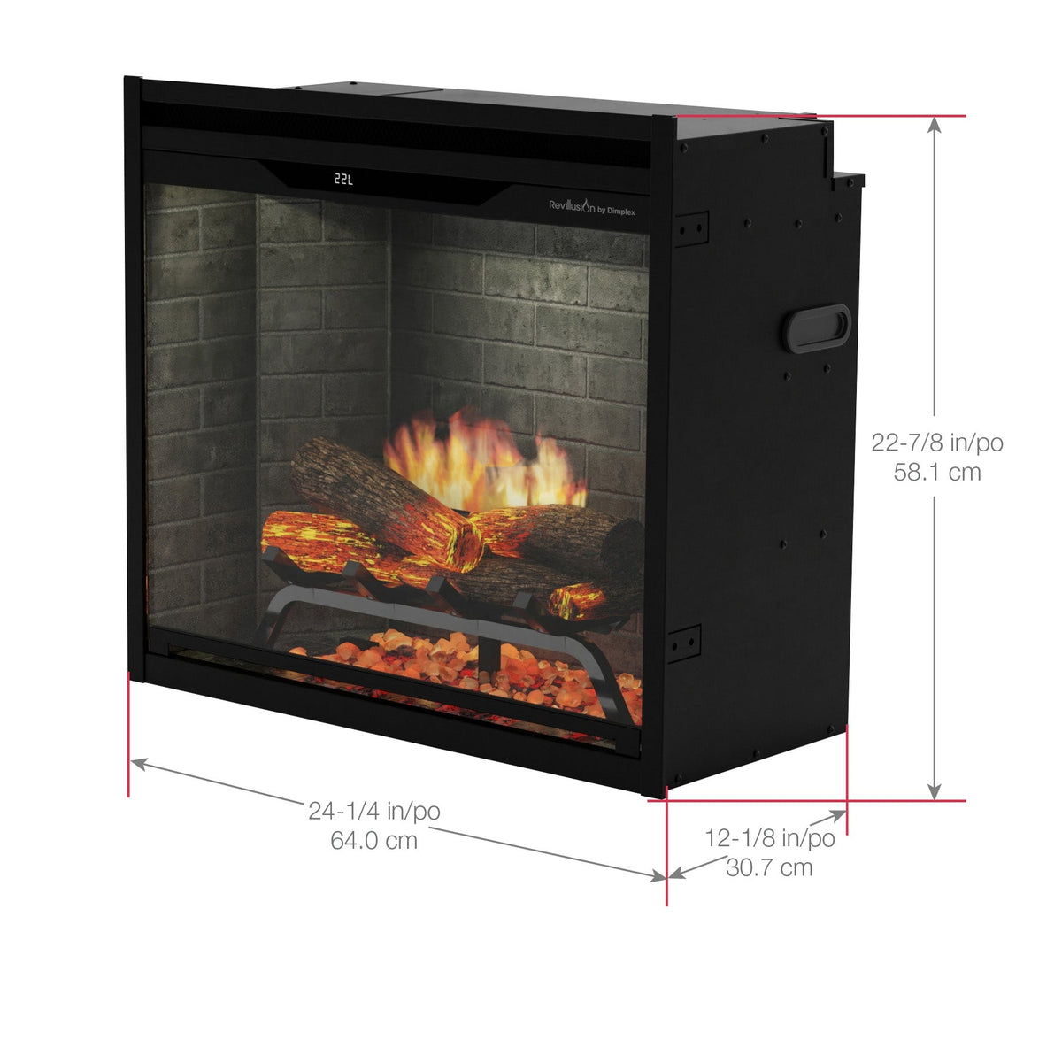 Dimplex Revillusion 24" Built-in Electric Firebox With Herringbone Backer