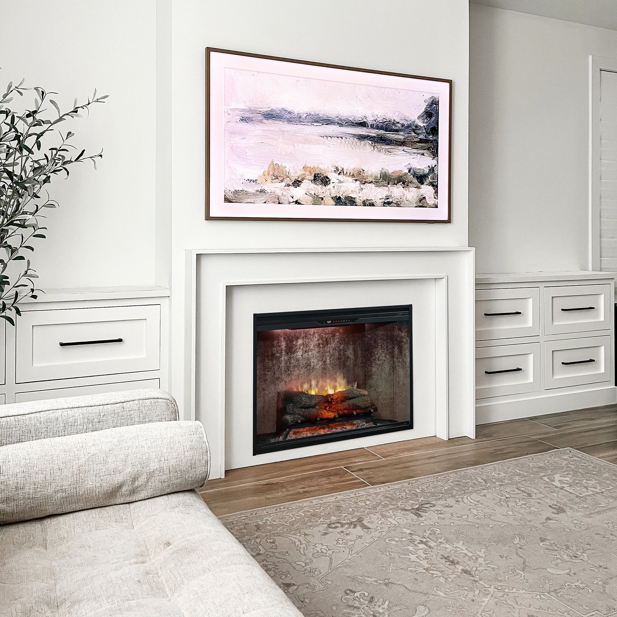 Dimplex Revillusion 24" Built-in Electric Firebox With Weathered Concrete Backer