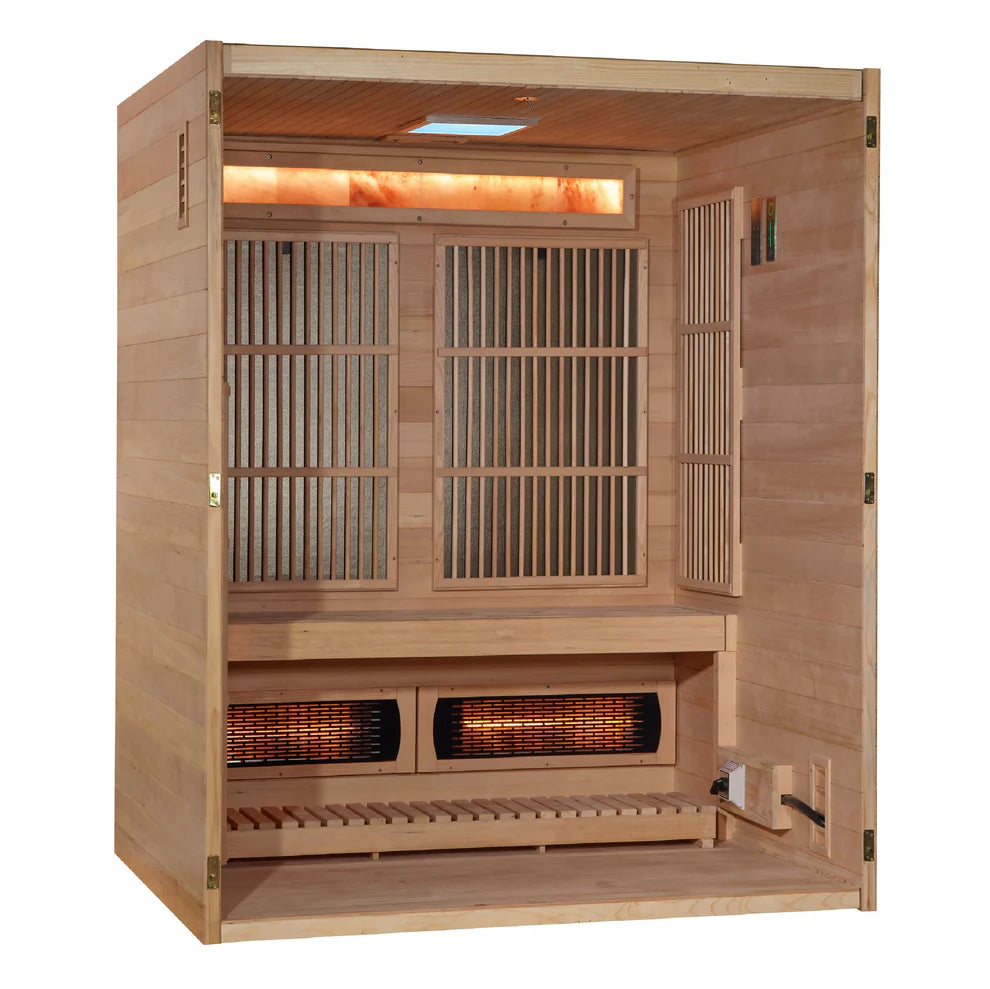 2025 Golden Designs "Soria" 3 Person Hybrid Sauna (Indoor) Full Spectrum and Harvia Traditional Stove (GDI-8330-01)