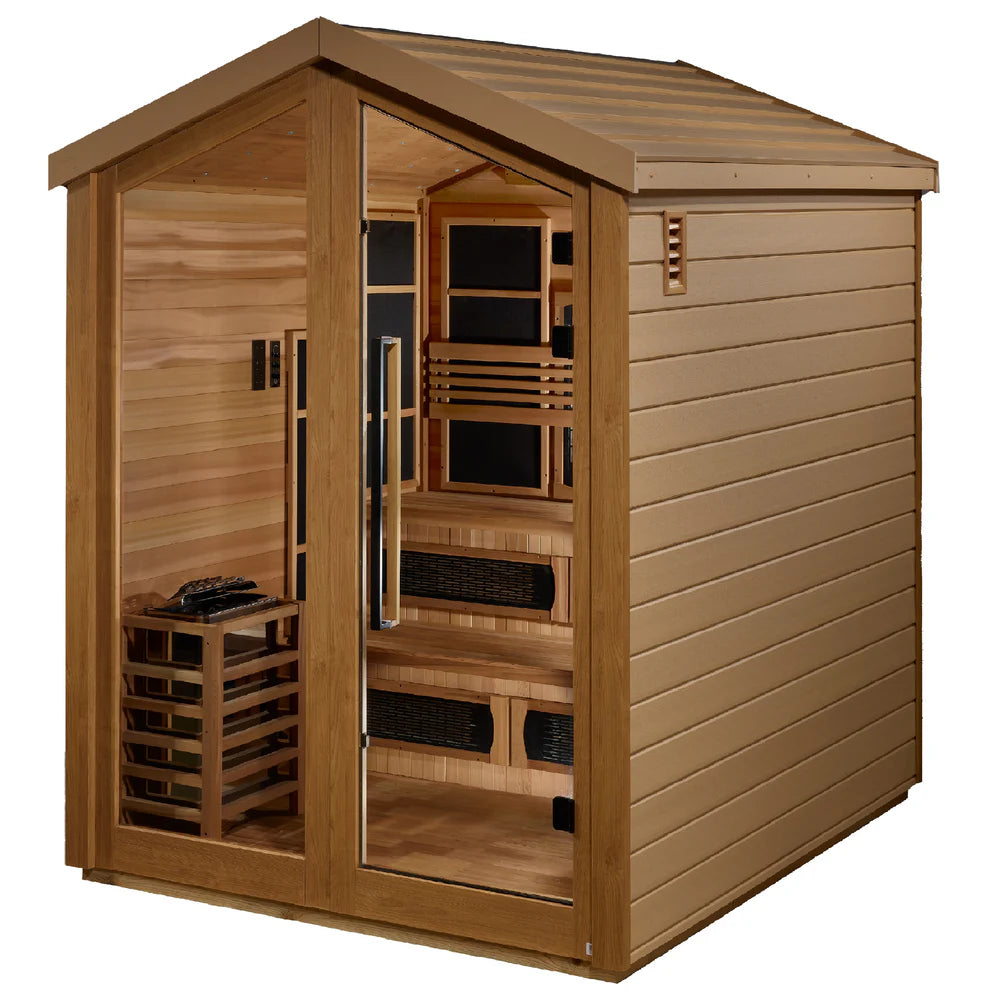 Golden Designs "Kaskinen" 6 Person Barn Hybrid (PureTech™ Full Spectrum IR or Traditional Stove) Outdoor Sauna (GDI-8526-01)