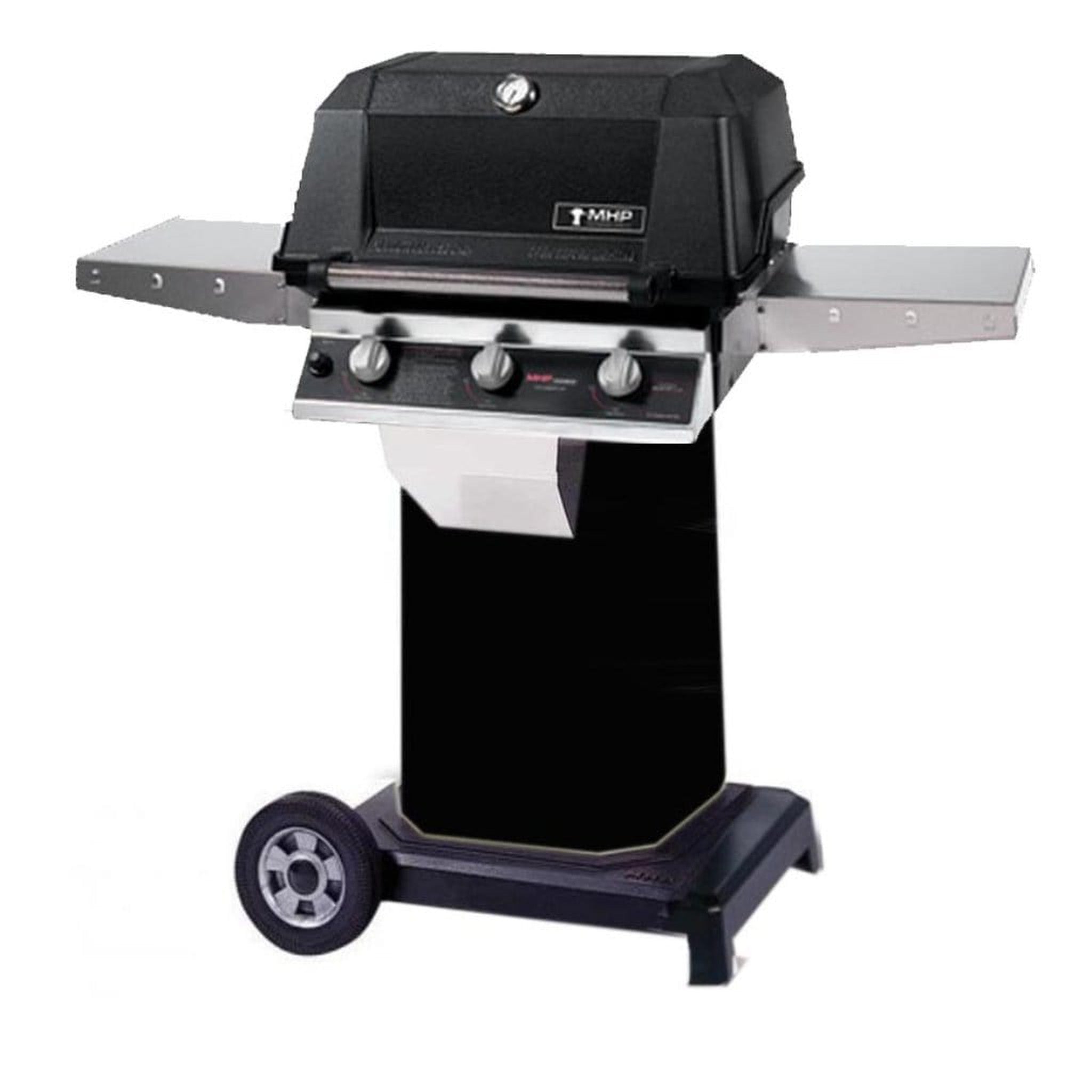 MHP W3G4 Tri-Burn Gas Grill Head With 2 Stainless Steel Shelves