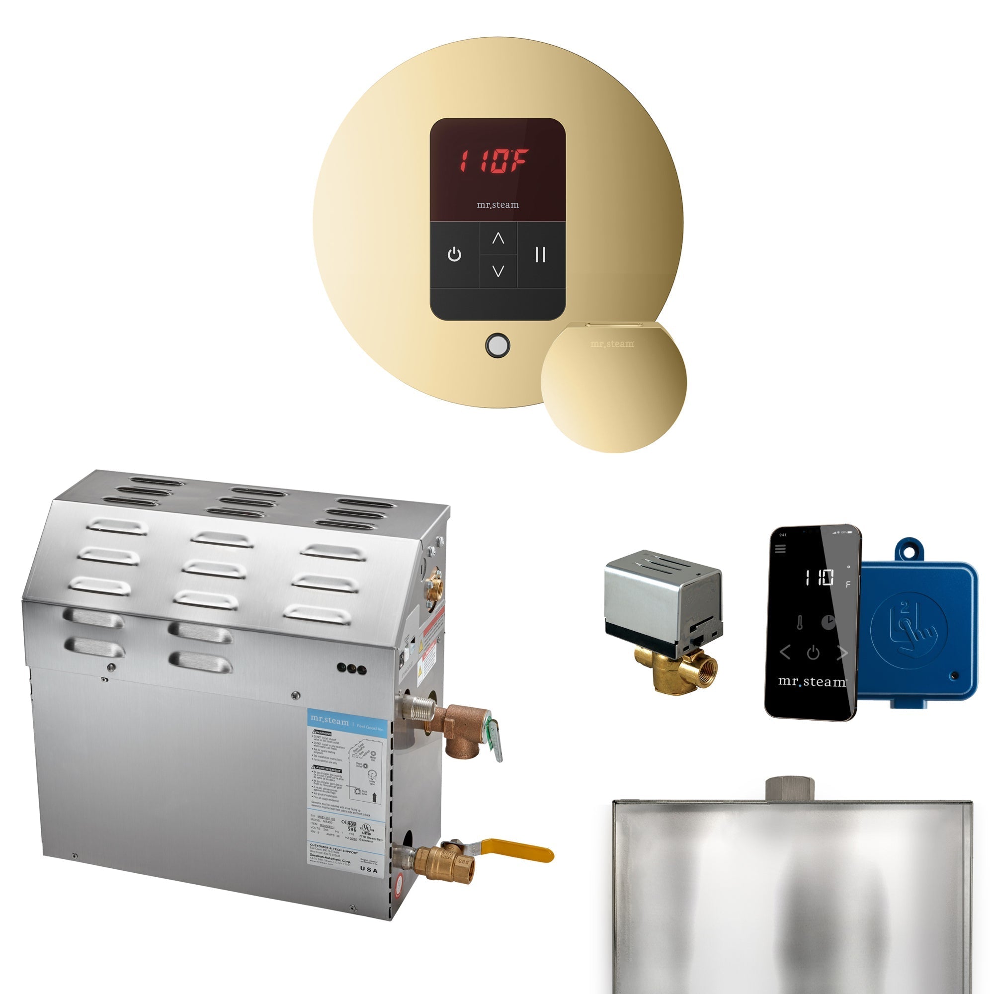 Mr. Steam Super Steam Shower Generator Package with round iTempo Control and Accessories