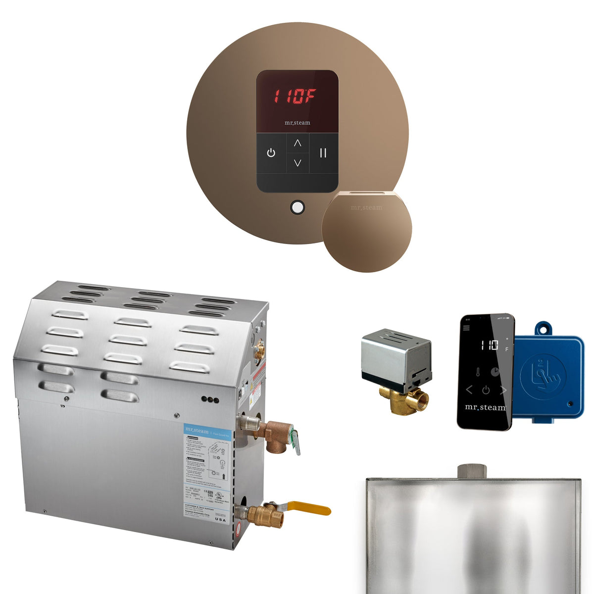 Mr. Steam Super Steam Shower Generator Package with round iTempo Control and Accessories