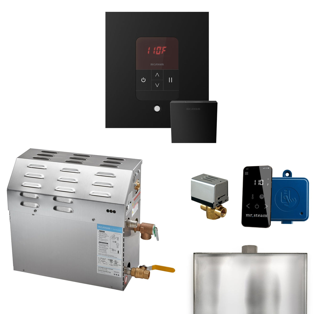 Mr. Steam Super Steam Shower Generator Package with round iTempo Control and Accessories
