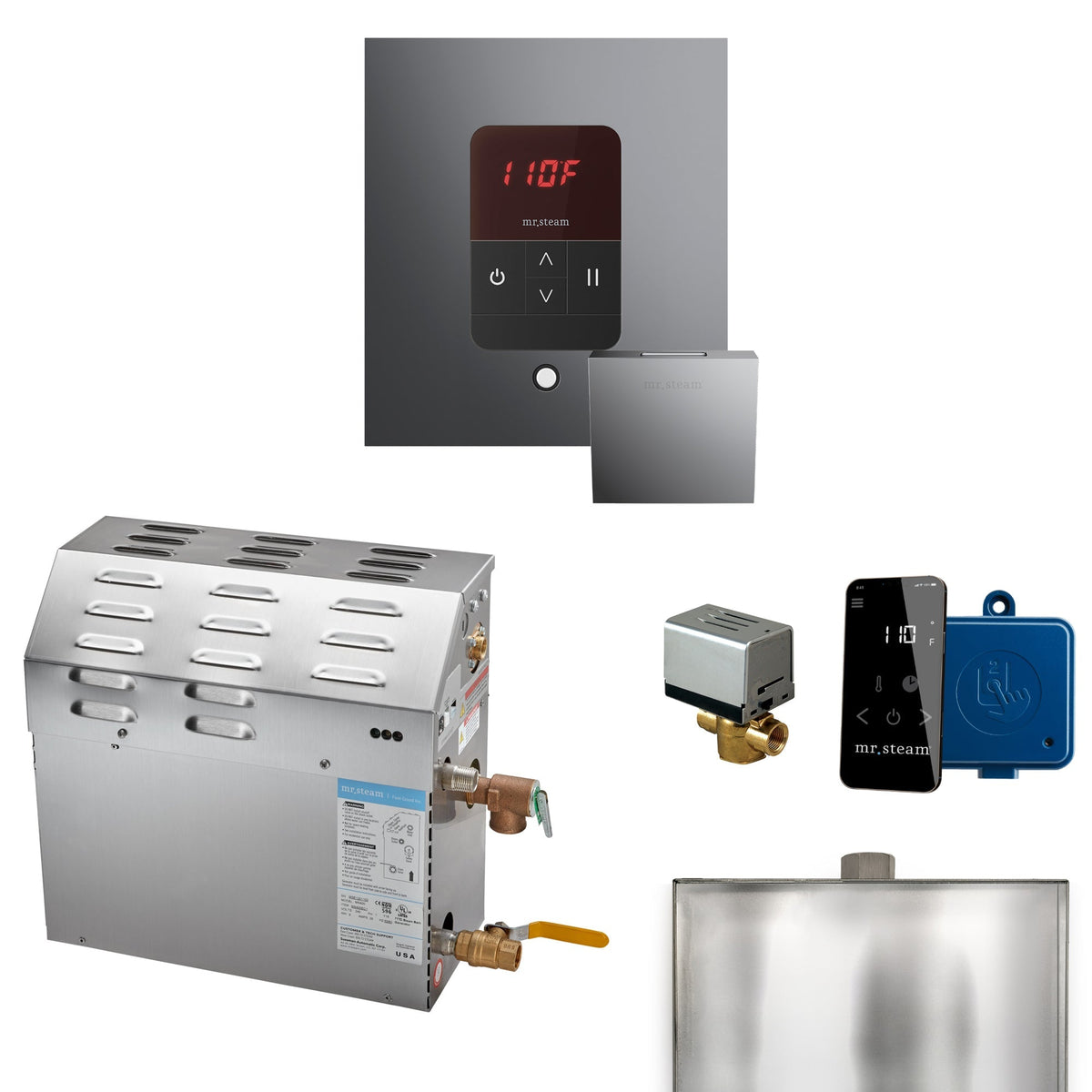 Mr. Steam Super Steam Shower Generator Package with round iTempo Control and Accessories