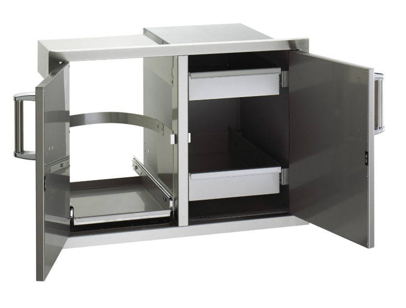 Fire Magic Double Doors with Trash Tray & Dual Drawers & Louvered Doors