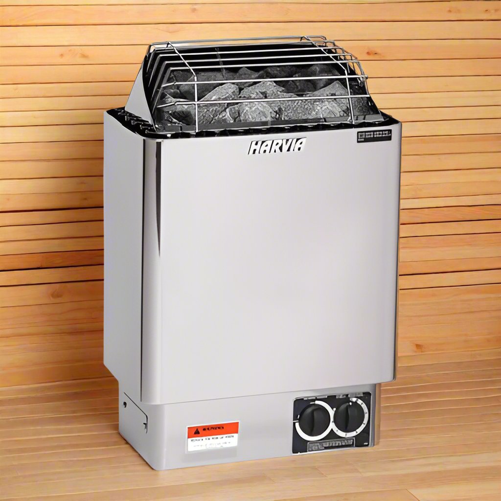 Harvia KIP80B JH80B2401I KIP Series 8kW Stainless Steel Sauna Heater at 240V 1PH with Built-In Time and Temperature Controls Stainless Steel