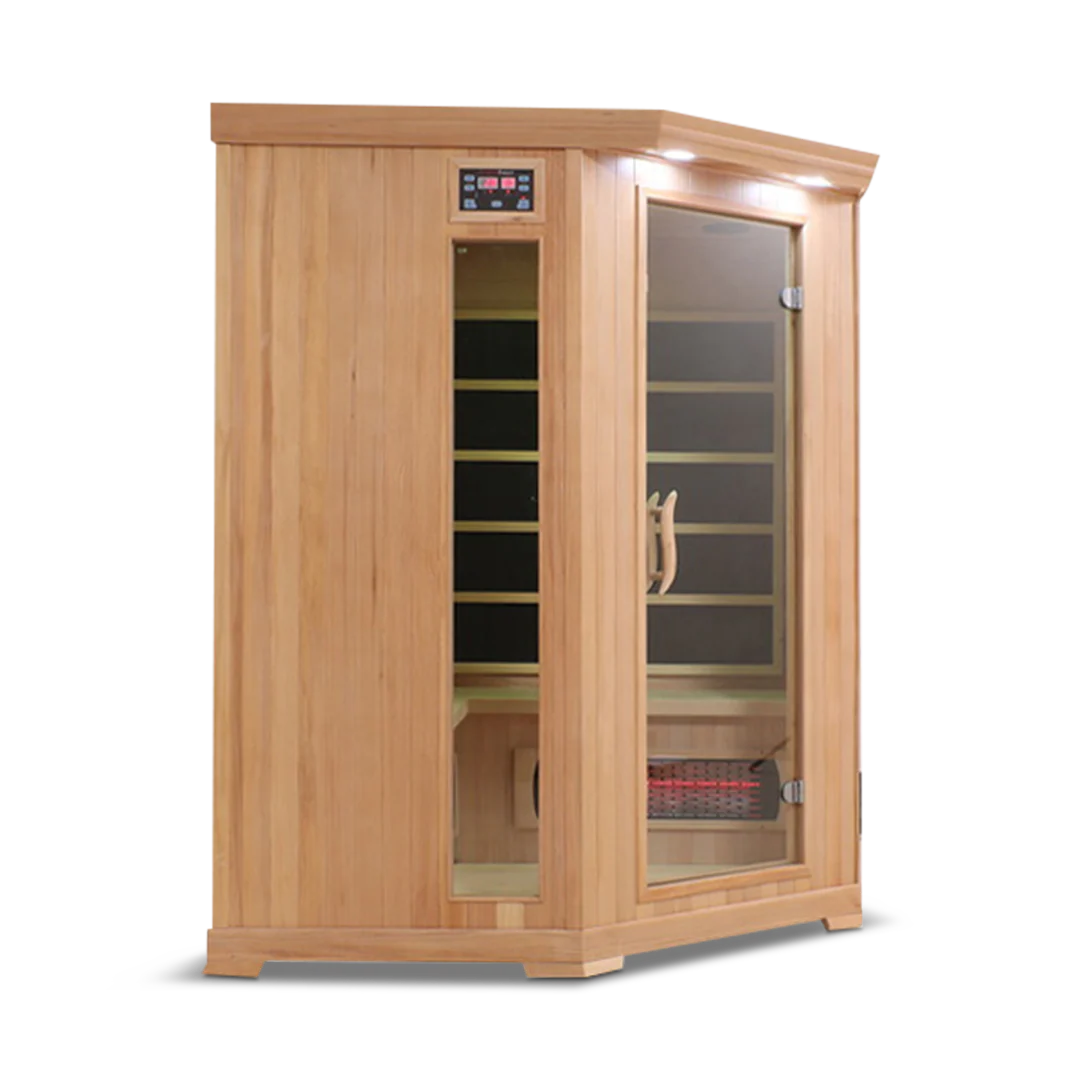HealthSmart 4-Person Smart WiFi Full Spectrum Corner Infrared Sauna Hemlock