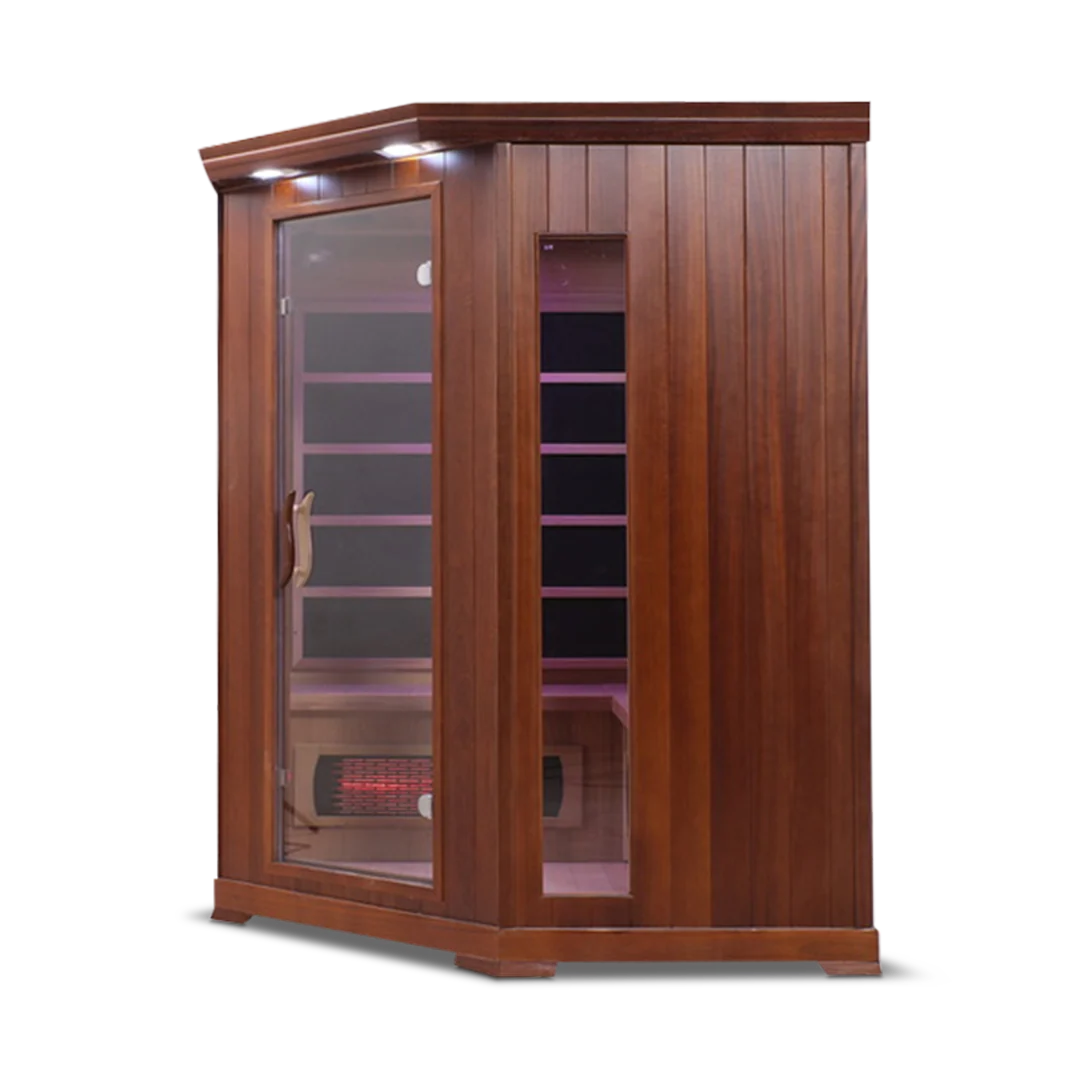 HealthSmart 4-Person Smart WiFi Full Spectrum Infrared Corner Sauna Cedar
