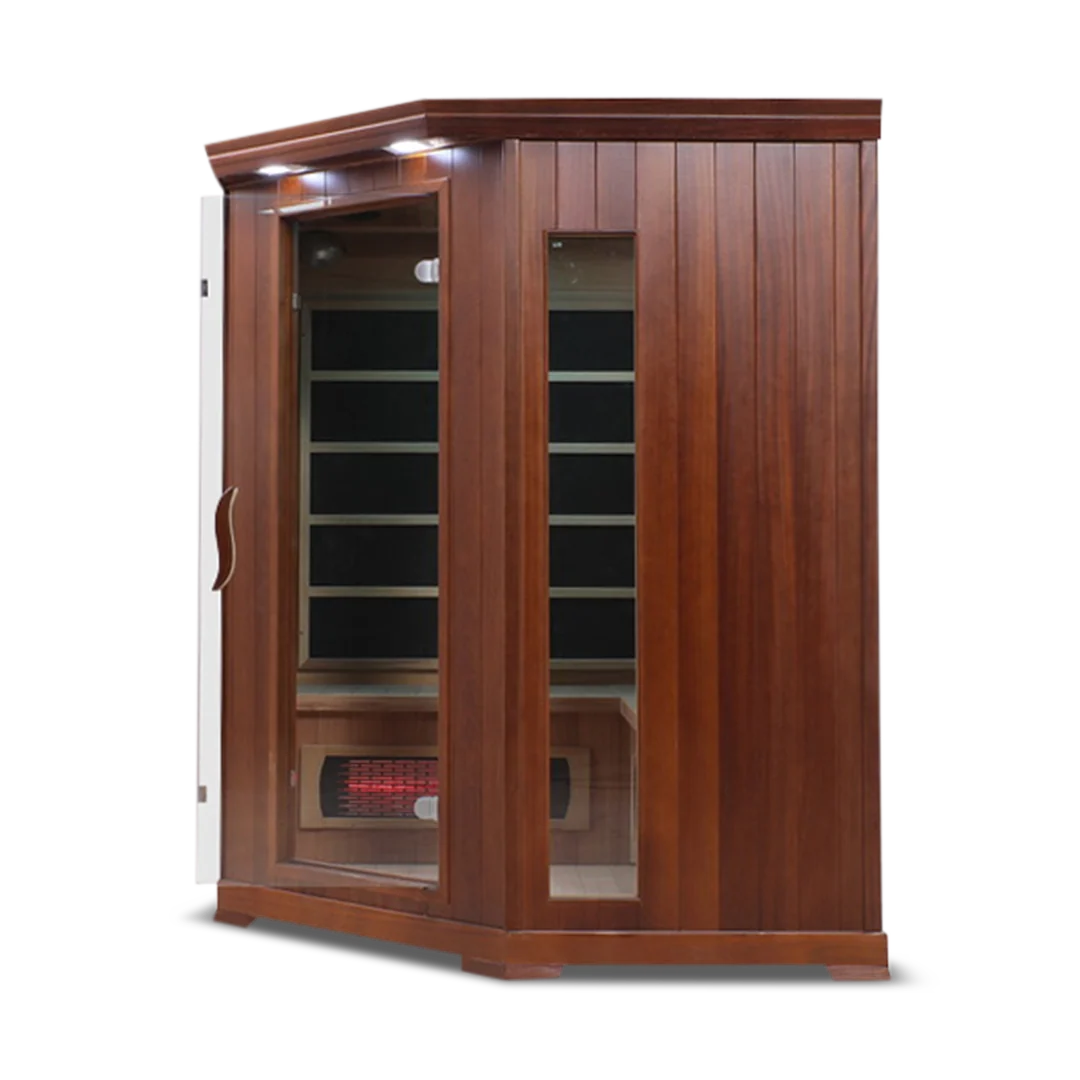 HealthSmart 4-Person Smart WiFi Full Spectrum Infrared Corner Sauna Cedar