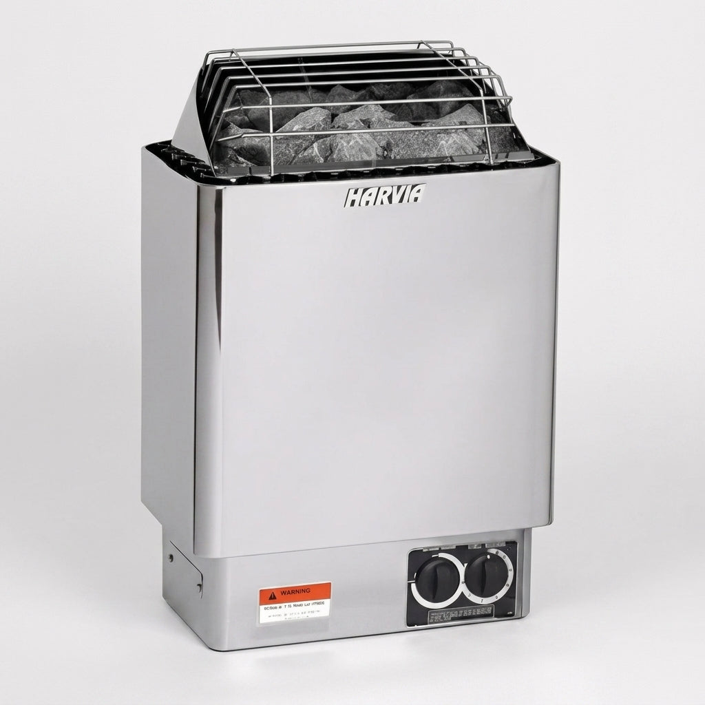 Harvia KIP80B JH80B2401I KIP Series 8kW Stainless Steel Sauna Heater at 240V 1PH with Built-In Time and Temperature Controls Stainless Steel