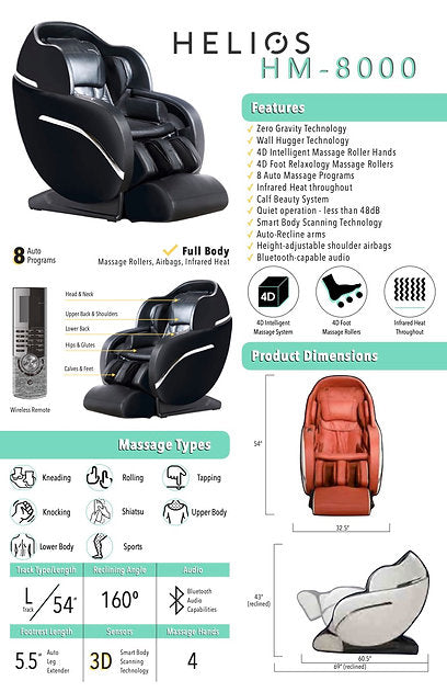 Helios HM8000 Massage Chair Black HM8000-BLK
