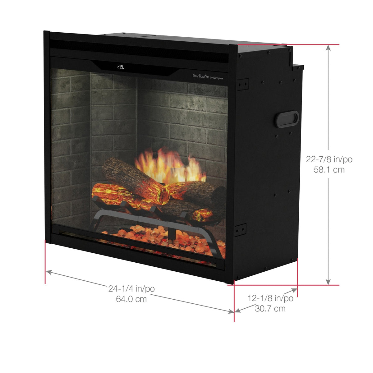 Dimplex Revillusion 24" Built-in Electric Firebox With Black Backer