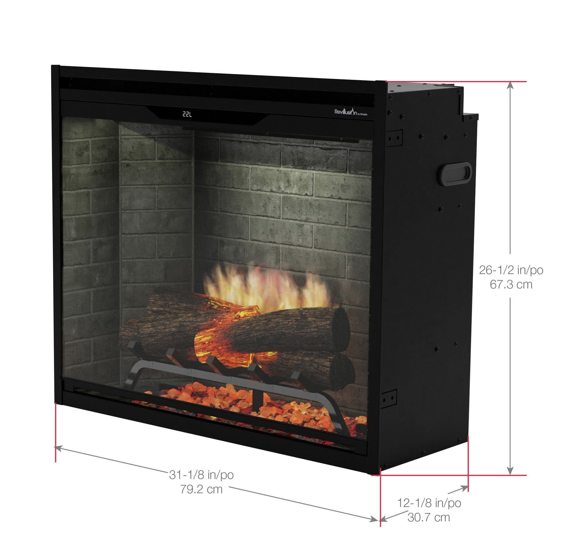 Dimplex Revillusion 30" Built-in Electric Firebox With Black Backer
