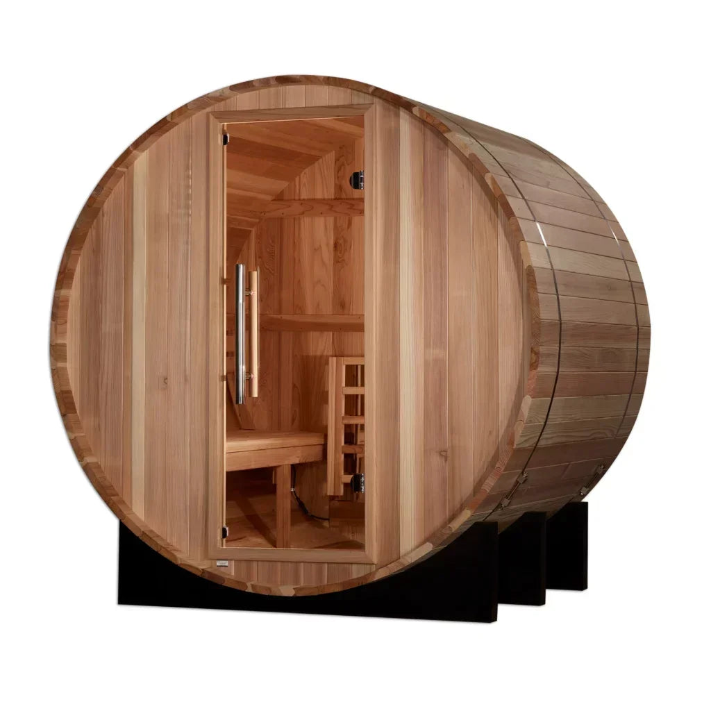 Golden Designs Barrel Traditional Sauna – Pacific Cedar | GDI-B004-01 / Arosa | 4 Person