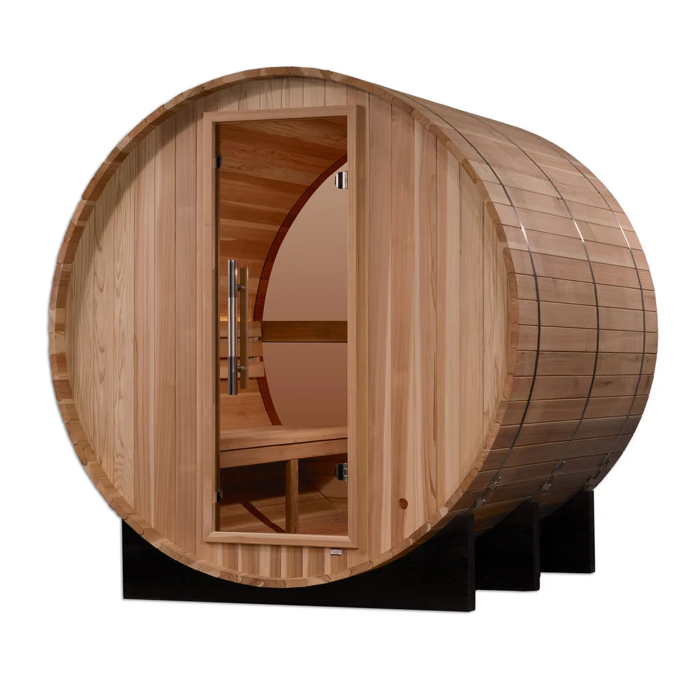 Golden Designs "Zurich" 4 Person Barrel with Bronze Privacy View Traditional Sauna (GDI-B024-01)