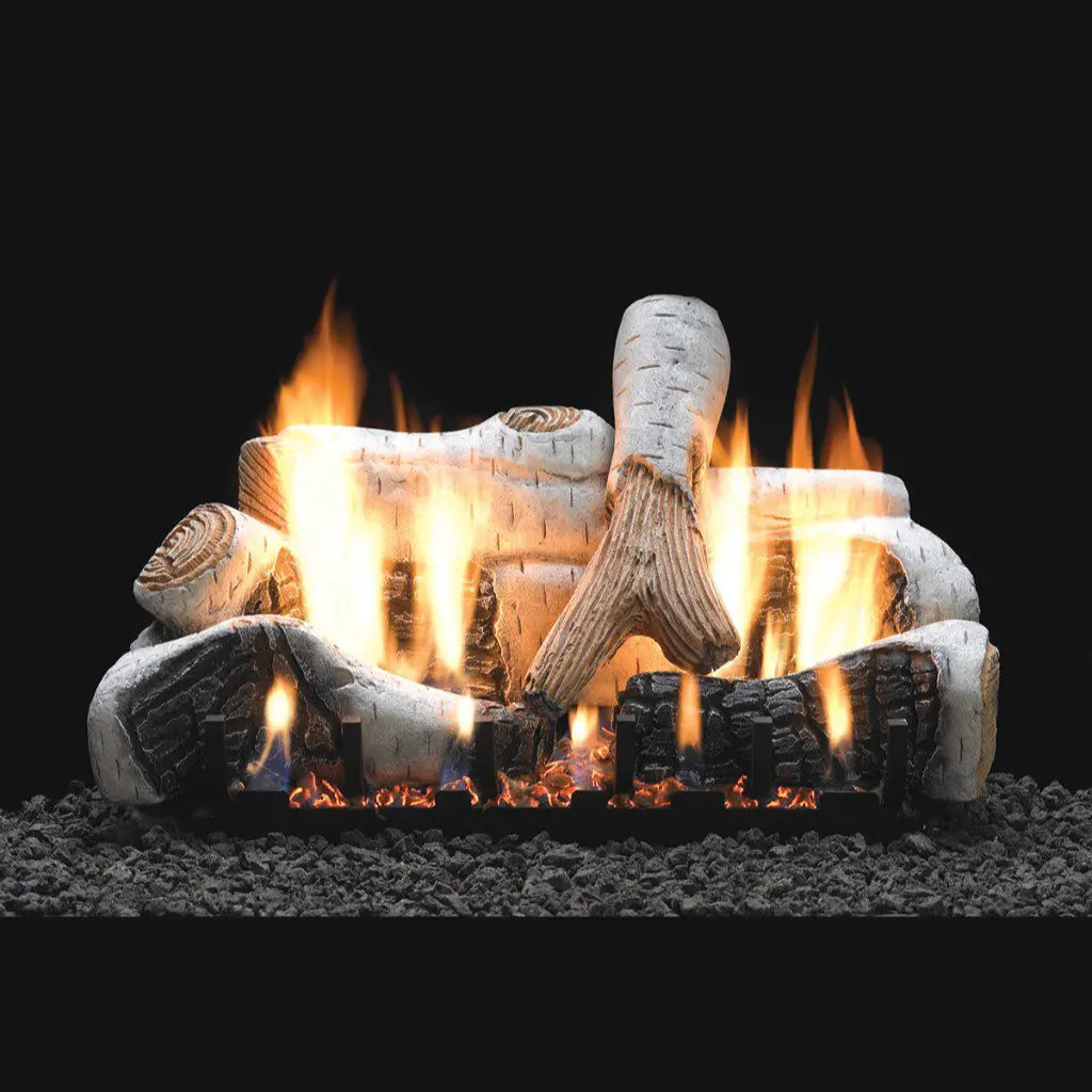 American Hearth Empire Birch Ceramic Fiber Ventless Gas Log Set