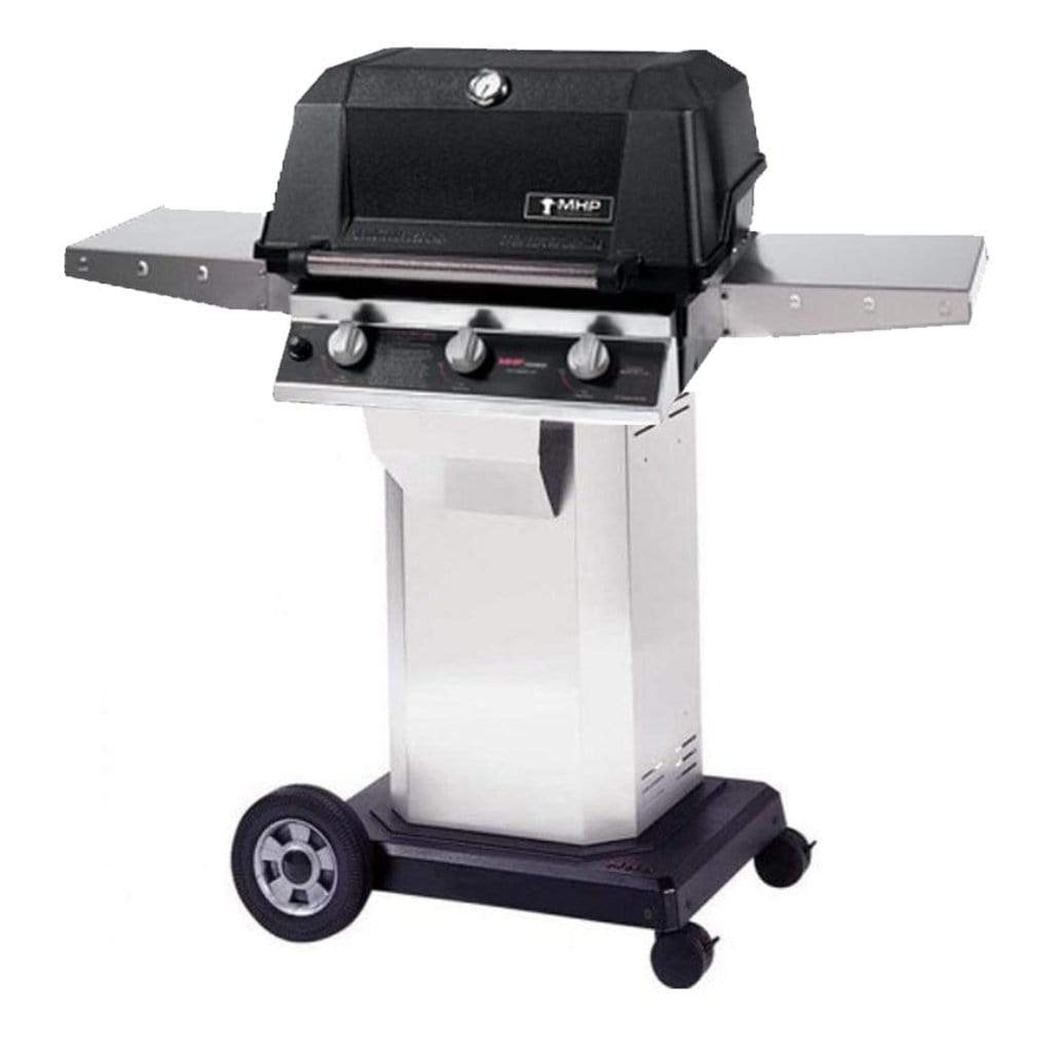 MHP W3G4 Tri-Burn Gas Grill Head With 2 Stainless Steel Shelves
