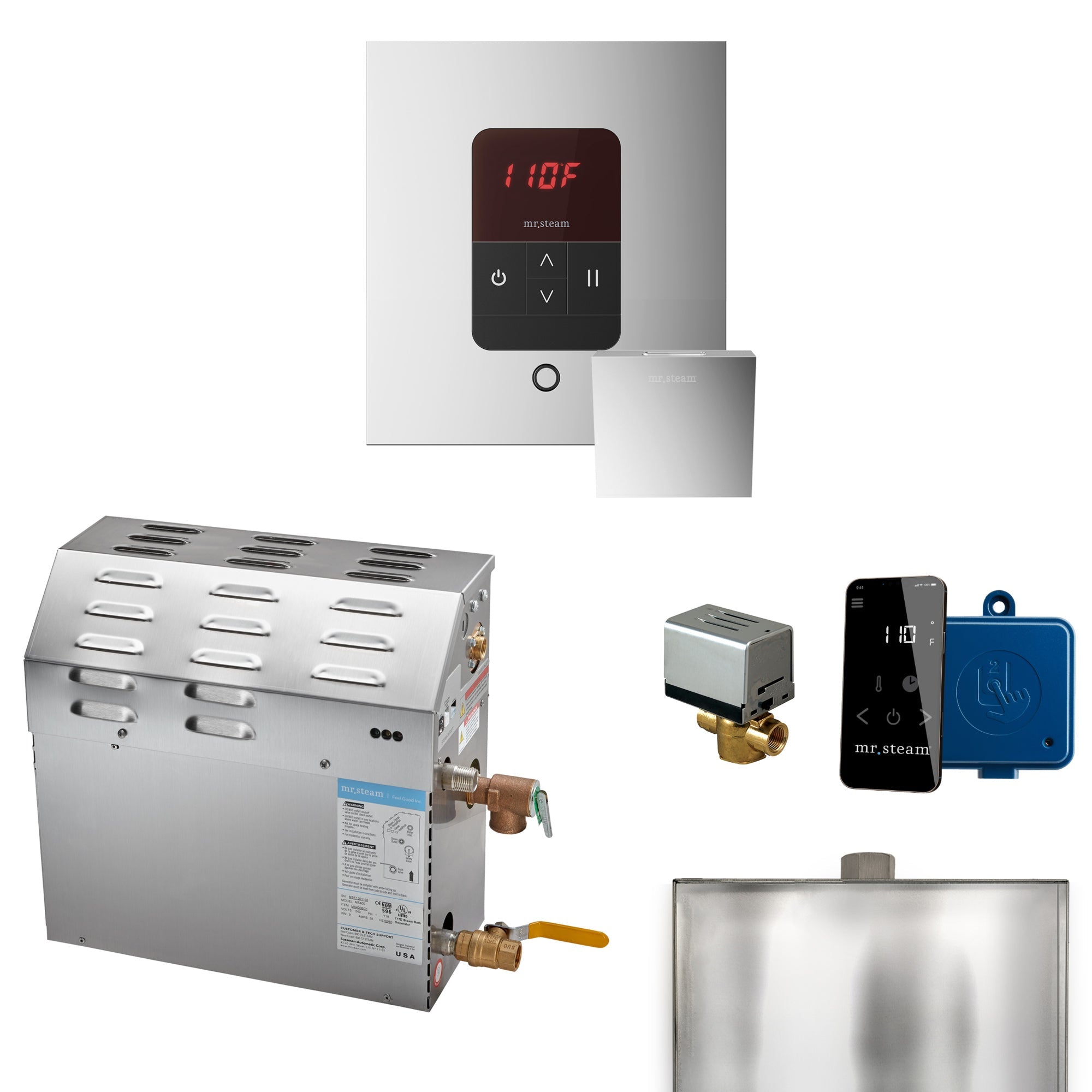 Mr. Steam Super Steam Shower Generator Package with round iTempo Control and Accessories