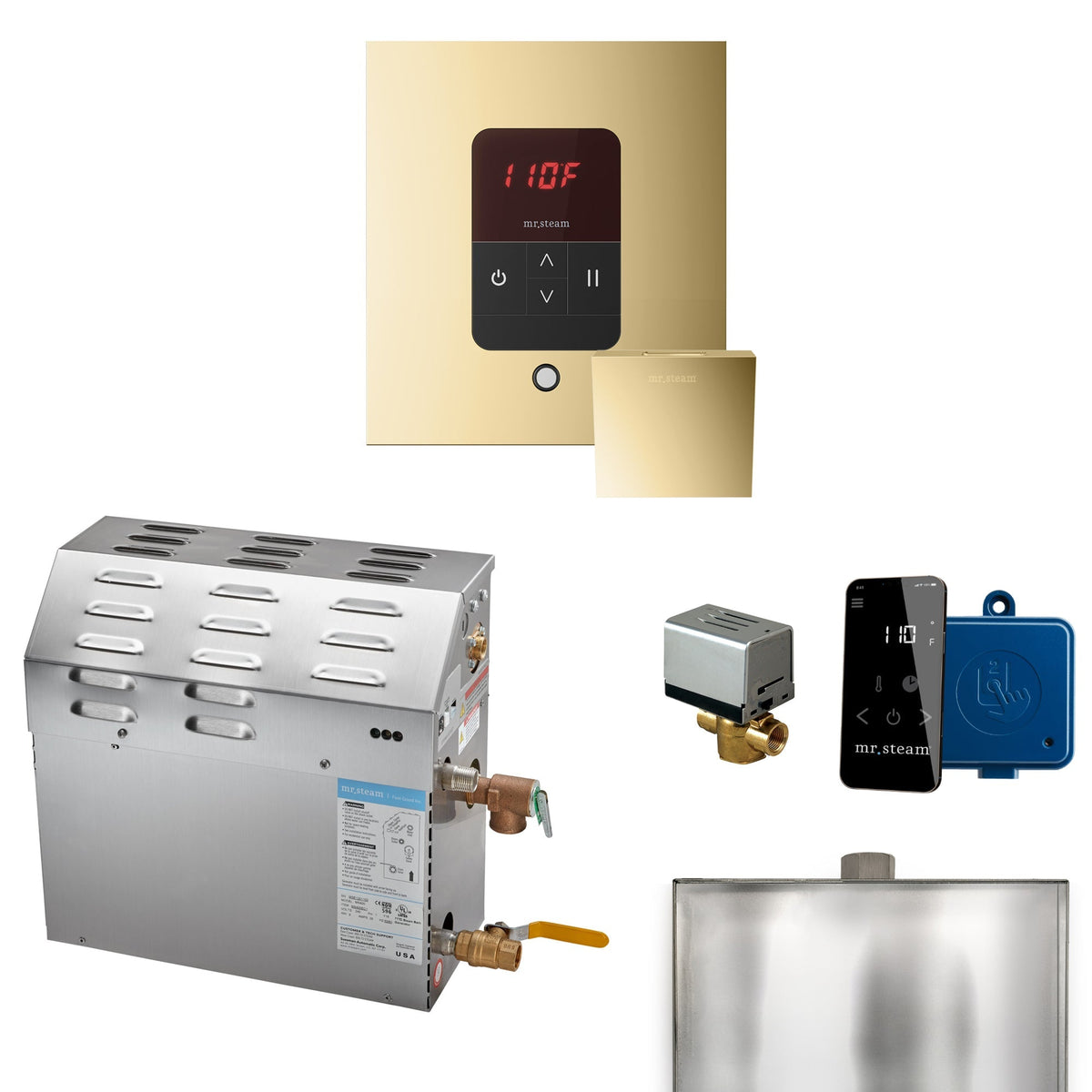 Mr. Steam Super Steam Shower Generator Package with round iTempo Control and Accessories
