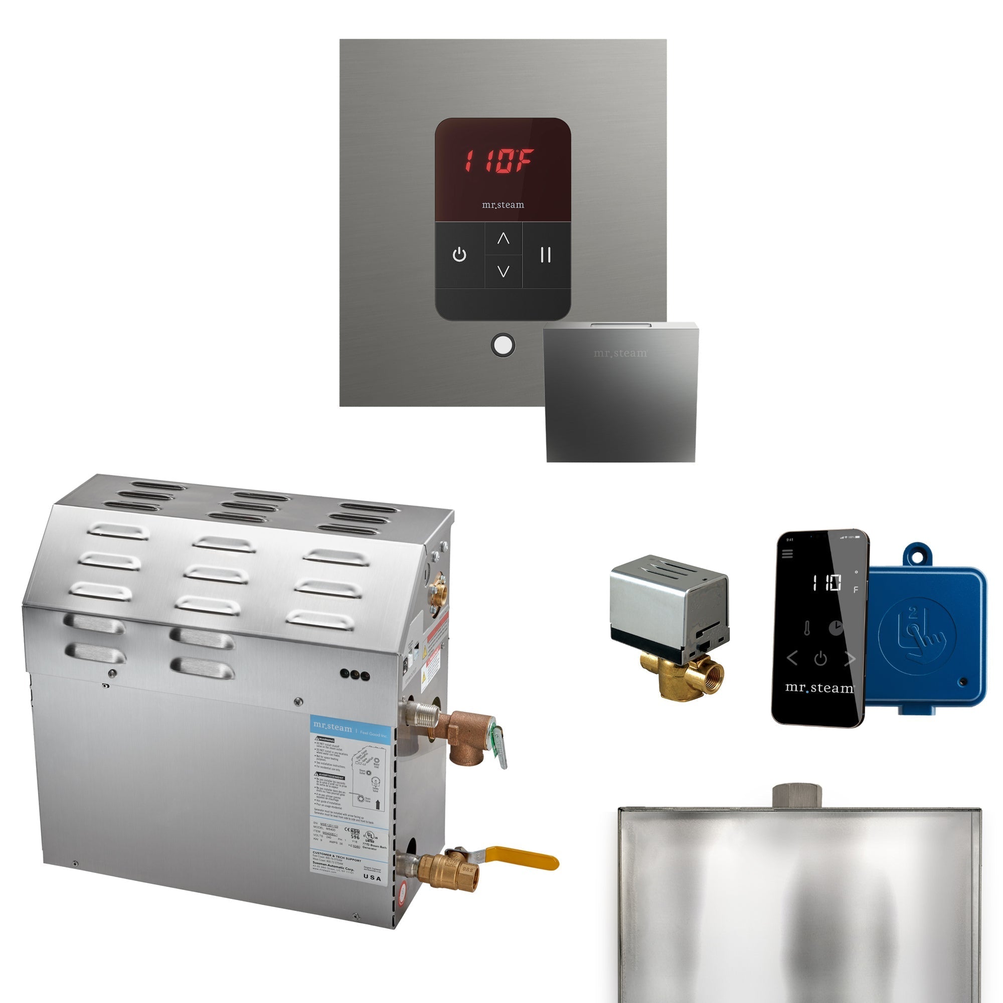 Mr. Steam Super Steam Shower Generator Package with round iTempo Control and Accessories