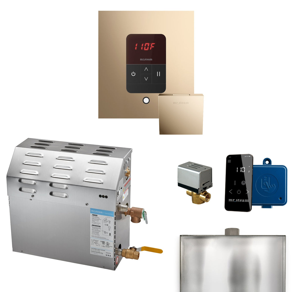 Mr. Steam Super Steam Shower Generator Package with round iTempo Control and Accessories