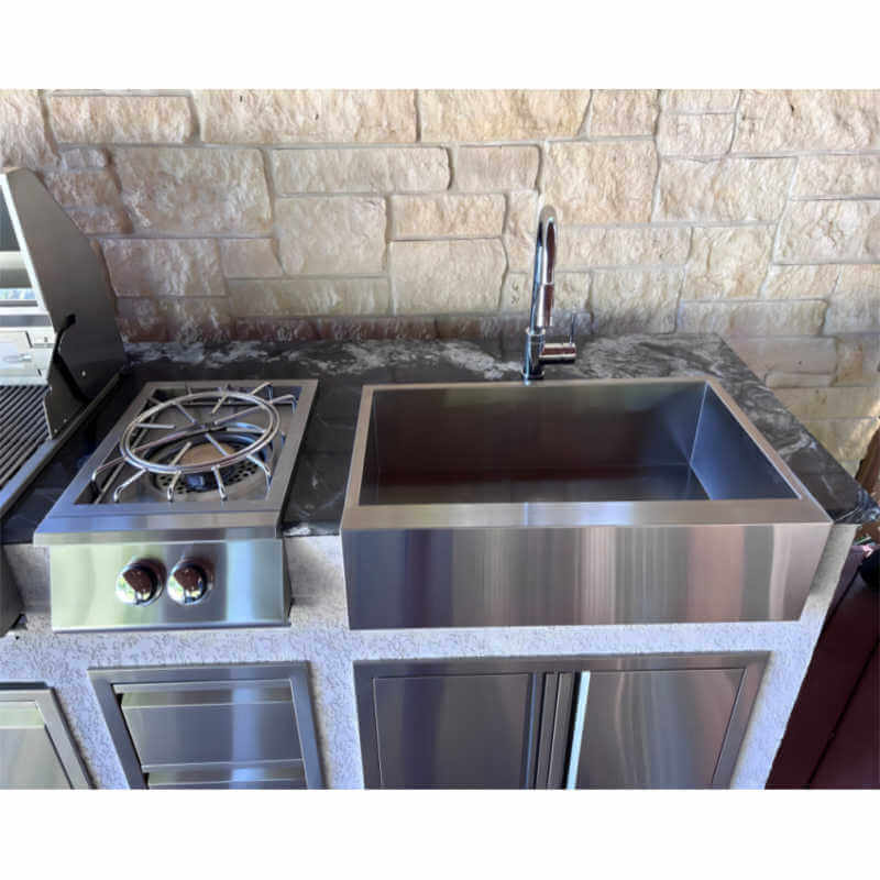 RCS 32-Inch Outdoor Farm House Stainless Steel Sink With Hold and Cold Faucet - RSNK3A