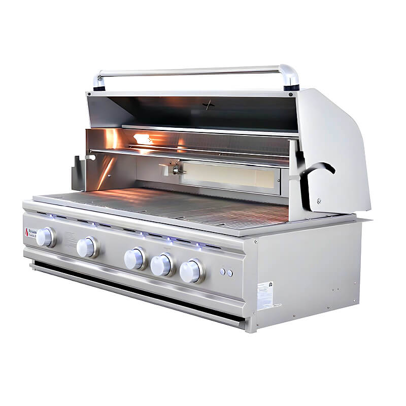 RCS Cutlass Pro 42 Inch 4 Burner Freestanding Gas Grill with Ceramic Briquettes