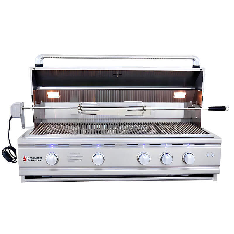 RCS Cutlass Pro 42 Inch 4 Burner Freestanding Gas Grill with Flame Tamers