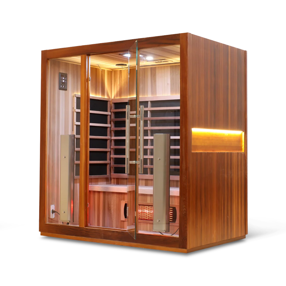 HealthSmart 4-Person Full Spectrum "Smart" WiFi Infrared Sauna Cedar