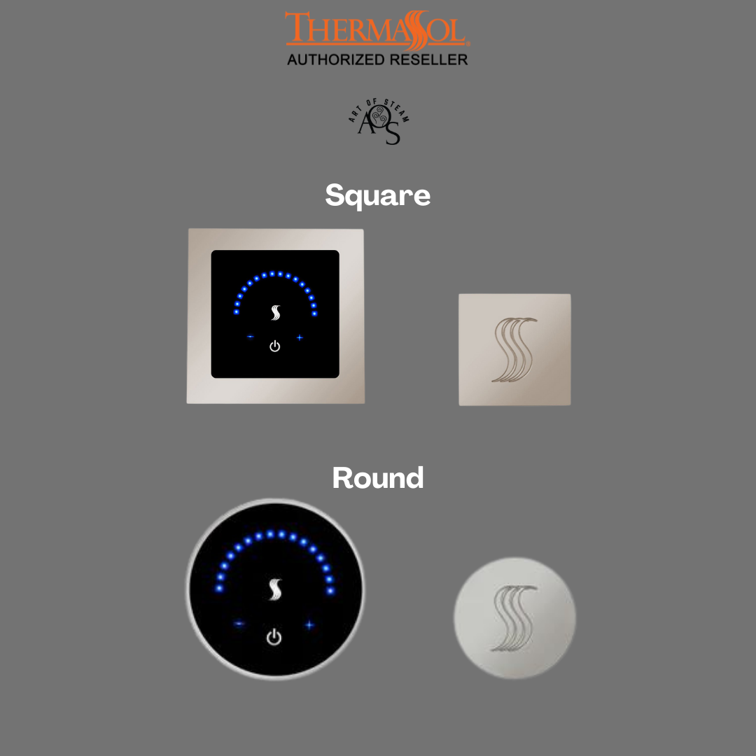 Thermasol Steam Shower Package Complete All-In-One Pro Series Ultimate Generator and MicroTouch Control Kit Square or Round