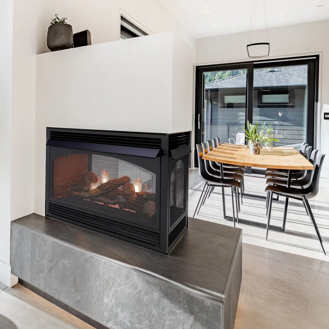 American Hearth Empire Vail Premium Peninsula & See-Thru Vent-Free Fireplace