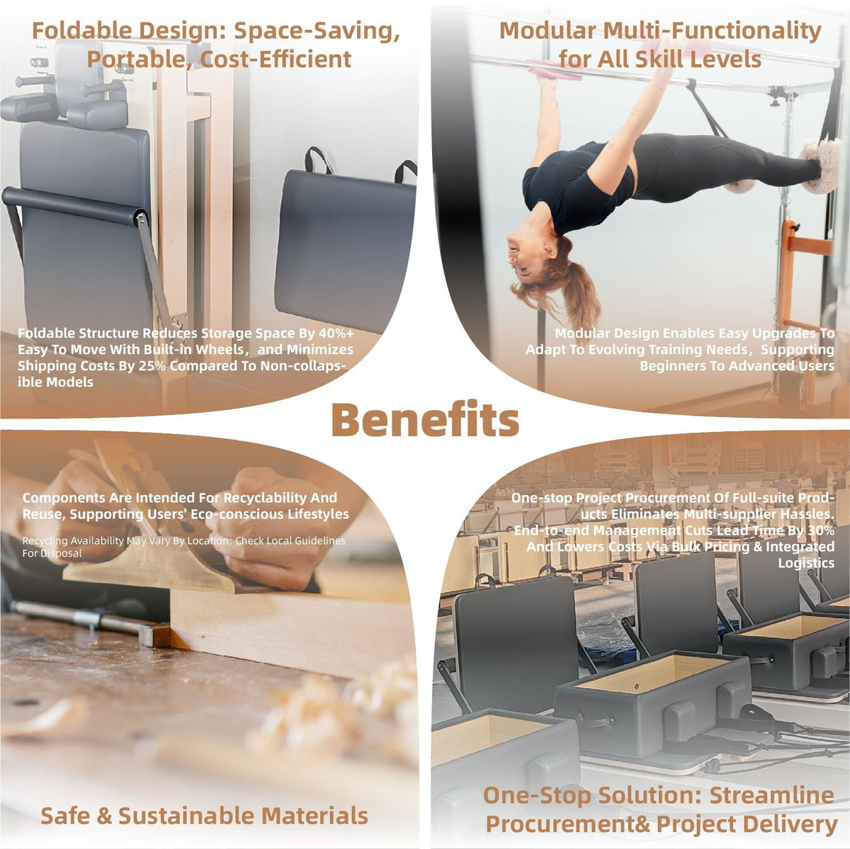 Folding Professional Solid Wood Pilates Reformer