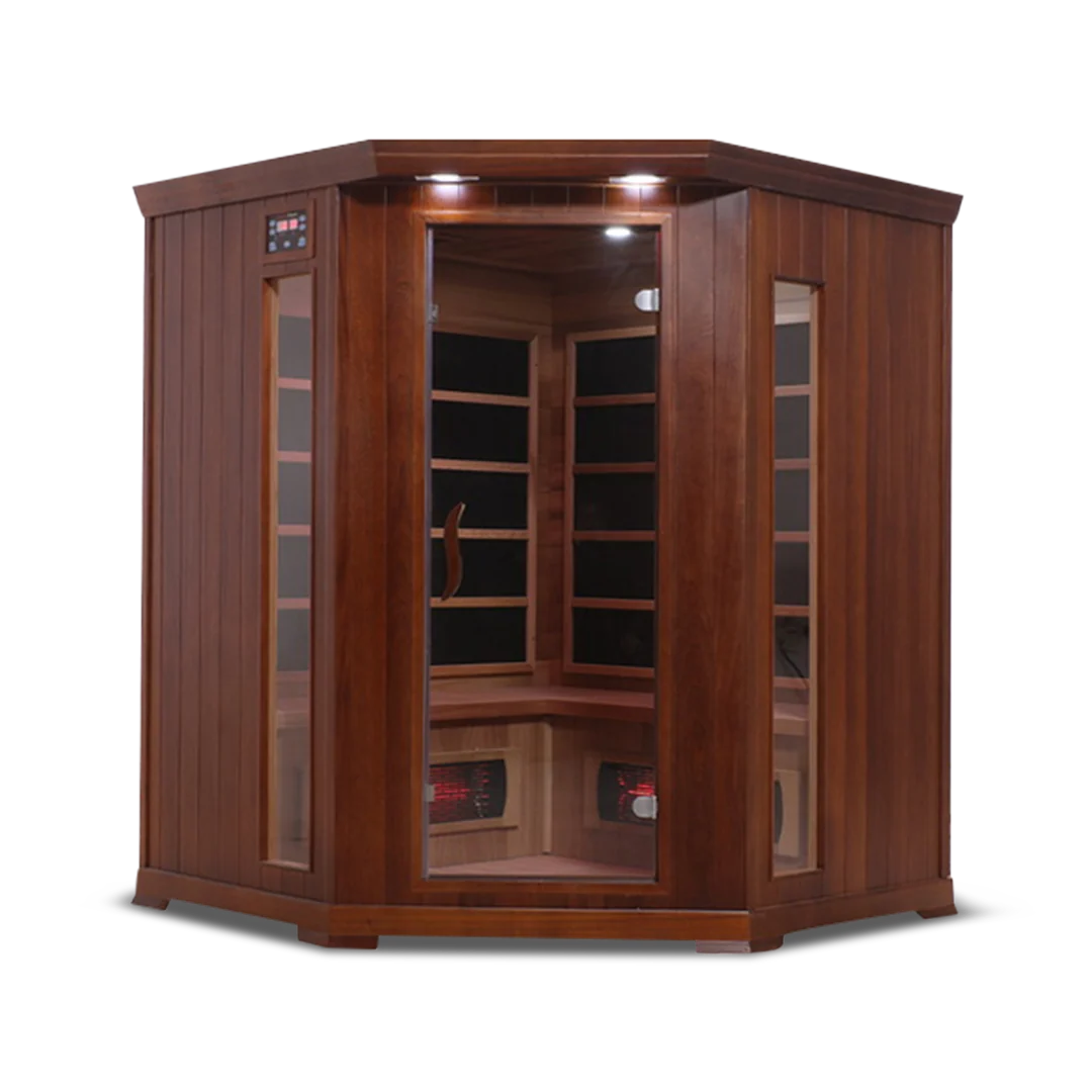 HealthSmart 4-Person Smart WiFi Full Spectrum Infrared Corner Sauna Cedar