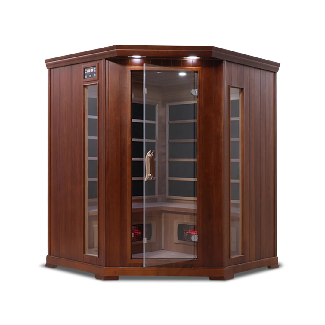 HealthSmart 4-Person Smart WiFi Full Spectrum Infrared Corner Sauna Cedar
