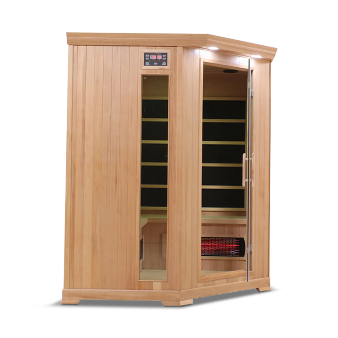 HealthSmart 4-Person Smart WiFi Full Spectrum Corner Infrared Sauna Hemlock