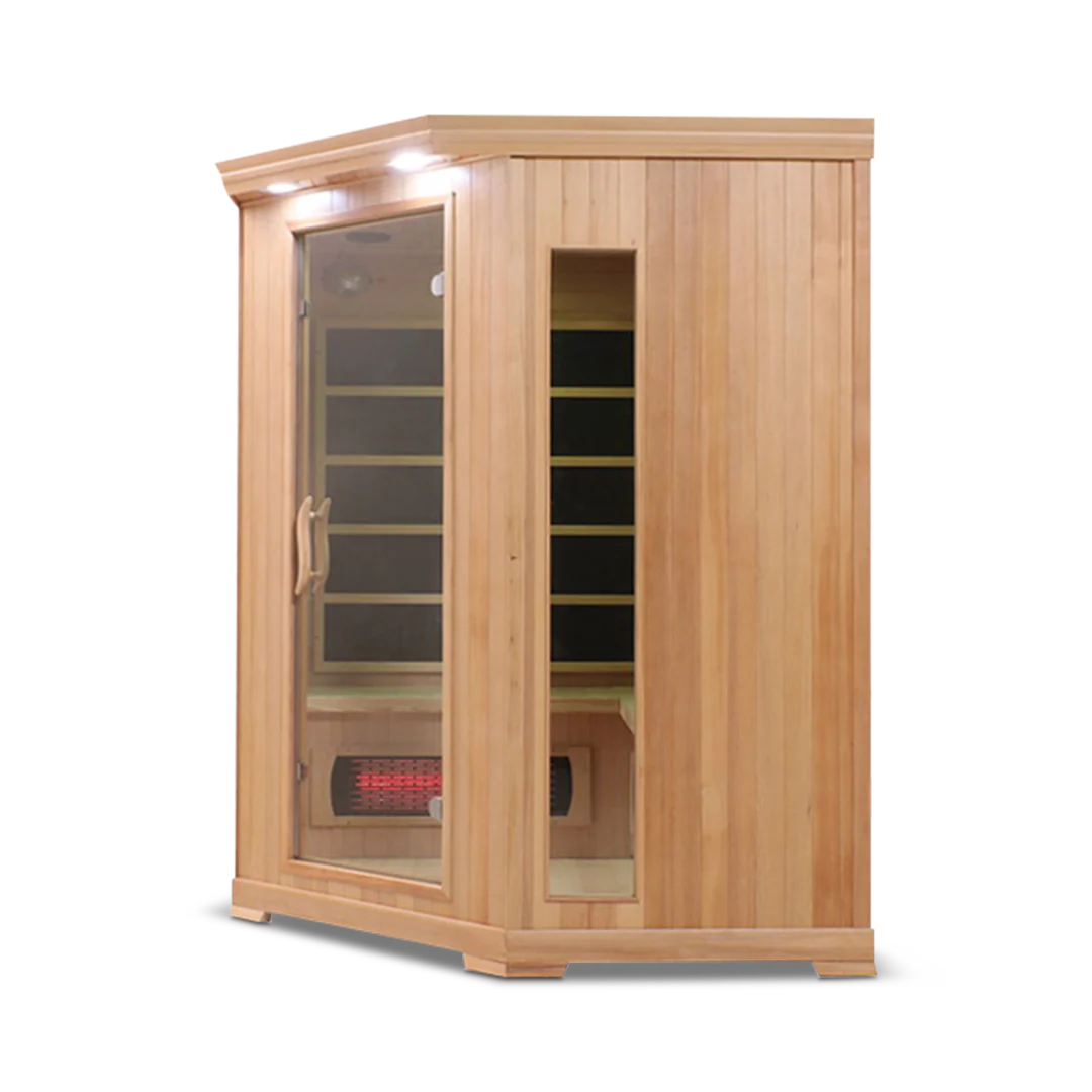 HealthSmart 4-Person Smart WiFi Full Spectrum Corner Infrared Sauna Hemlock