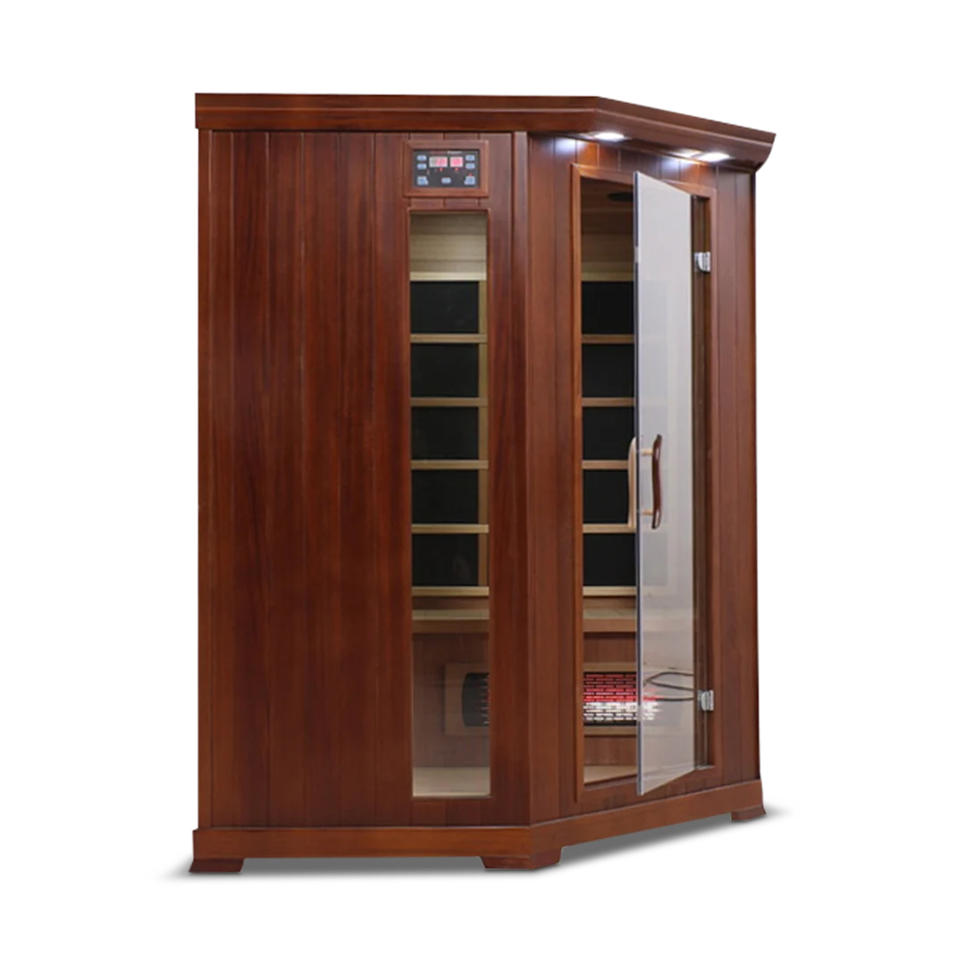 HealthSmart 4-Person Smart WiFi Full Spectrum Infrared Corner Sauna Cedar