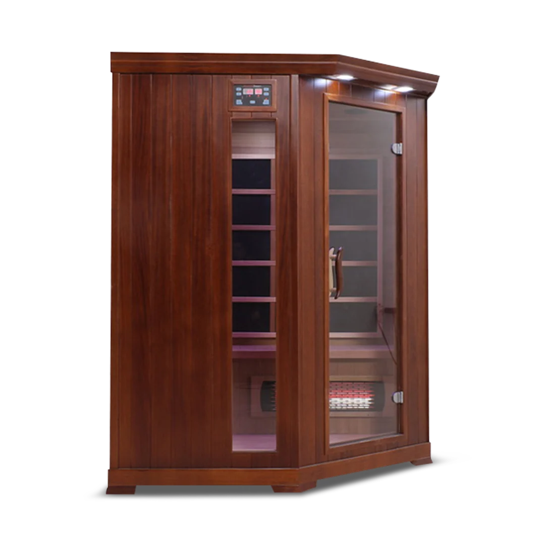 HealthSmart 4-Person Smart WiFi Full Spectrum Infrared Corner Sauna Cedar